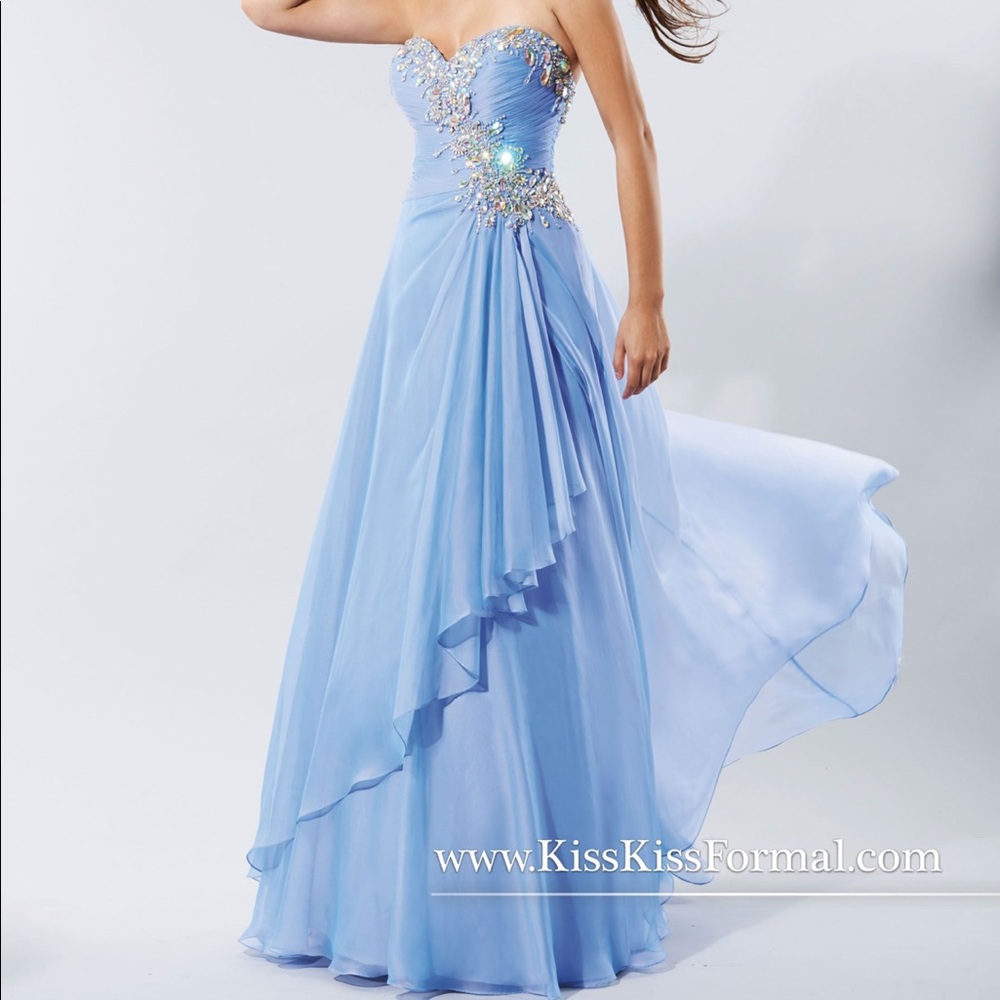 Kiss Kiss #P3716 Lavender Chiffon Beaded Gown